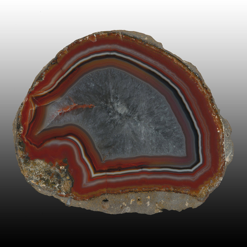 Chinese Agate from the middle class mine. Nice distinct outer banding on this big agate. Pair to AG05126