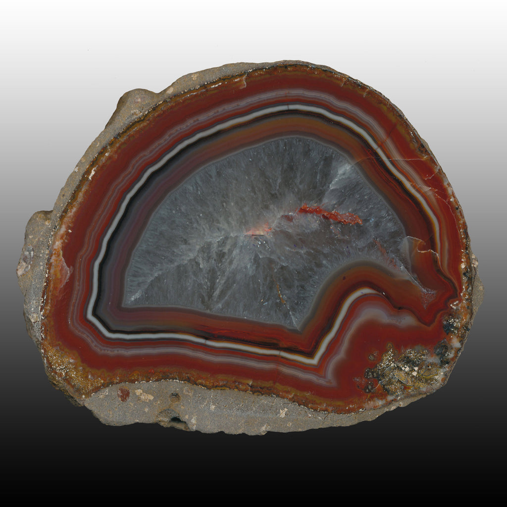 Chinese Agate from the middle-class mine. Nice distinct outer banding on this big agate. Pair to AG05123